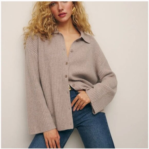 Reformation Sweaters - Reformation Fantino Recycled Cashmere Collared Cardigan Sweater
